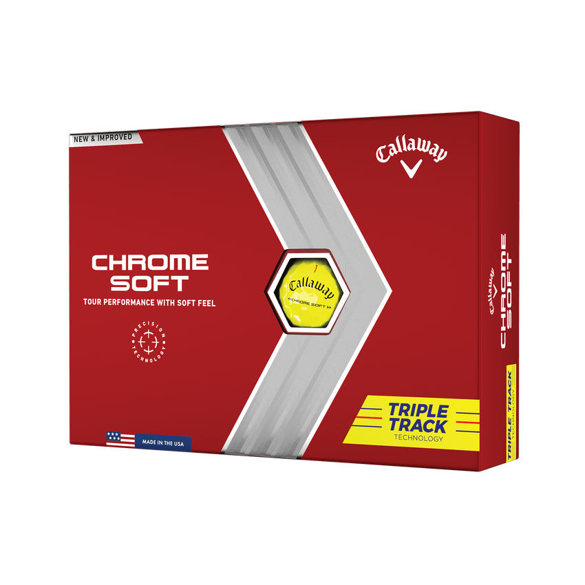 Chrome Soft Triple Track Yellow Golfbälle (Dutzend) - View 1