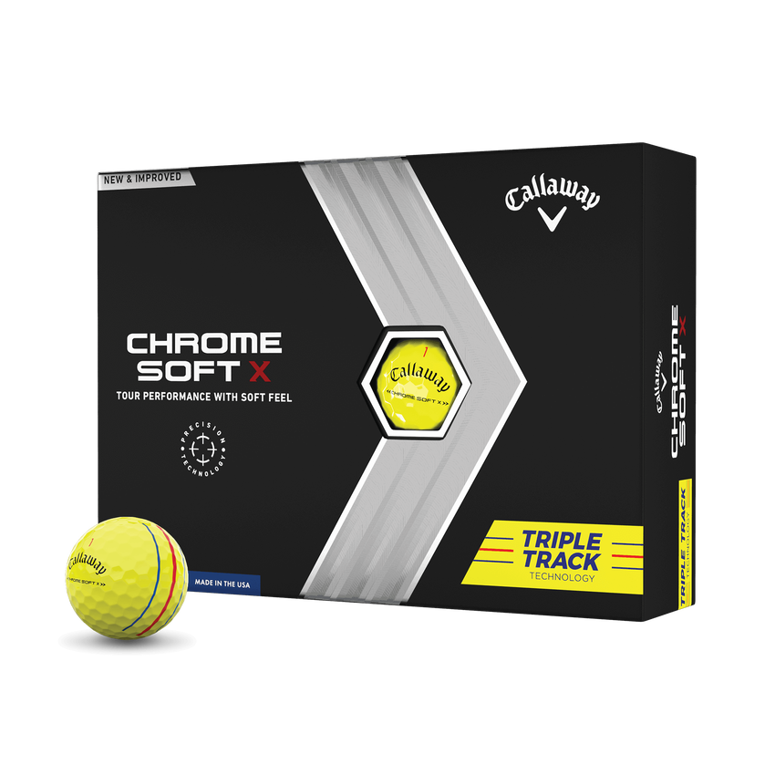 Chrome Soft X Triple Track Yellow Golfbälle (Dutzend) - View 1