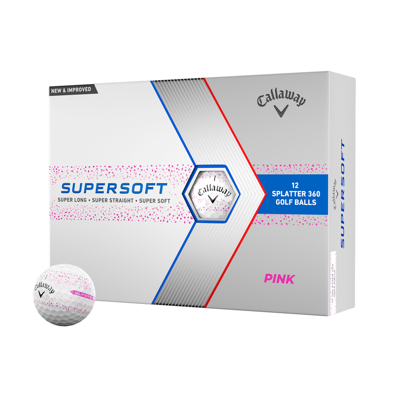 Limitierte Auflage Supersoft Splatter 360 Pink Golfbälle (Dutzend) - View 1