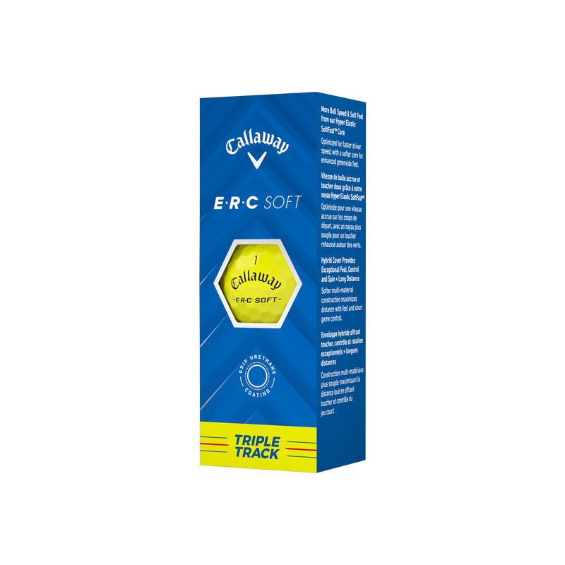 E&bull;R&bull;C Soft Triple Track Yellow Golf Balls - View 5