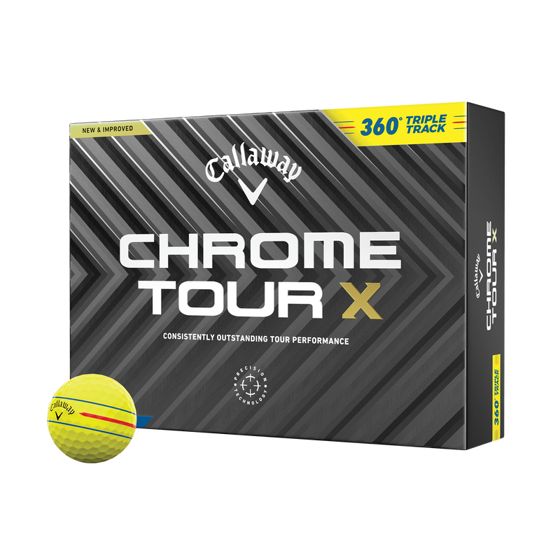 Chrome Tour X 360 Triple Track Yellow Golf Balls - View 1