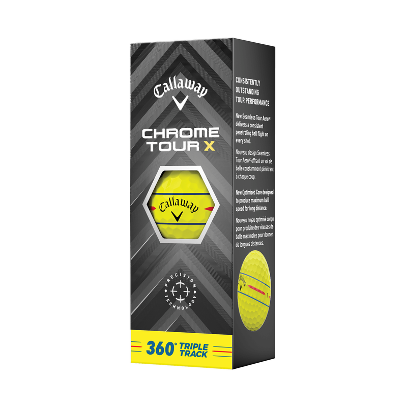 Chrome Tour X 360 Triple Track Yellow Golf Balls - View 4