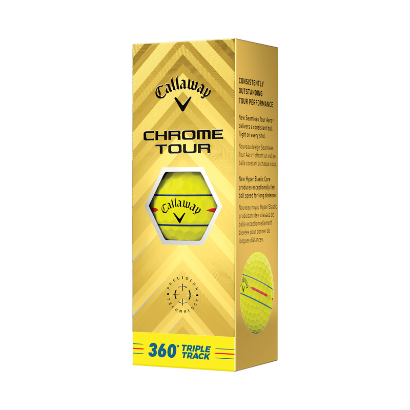 Chrome Tour 360 Triple Track Yellow Golf Balls - View 5