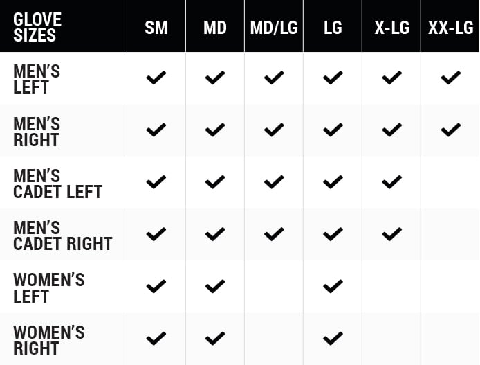 Weather Spann Glove Chart