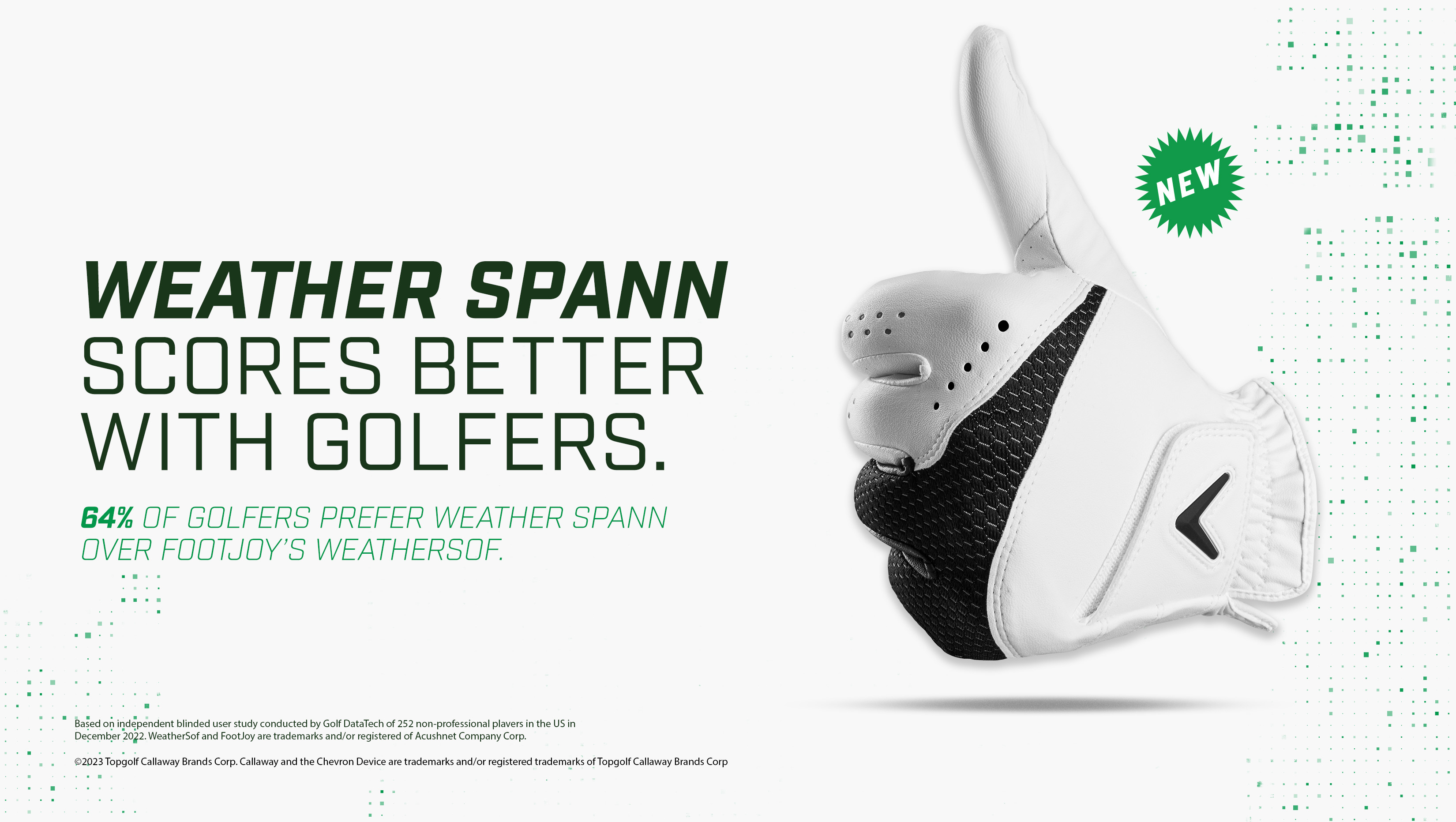 Weather Spann scores better with golfers. 64% of golfers prefer Weather Spann over Footjoy's Weathersof.